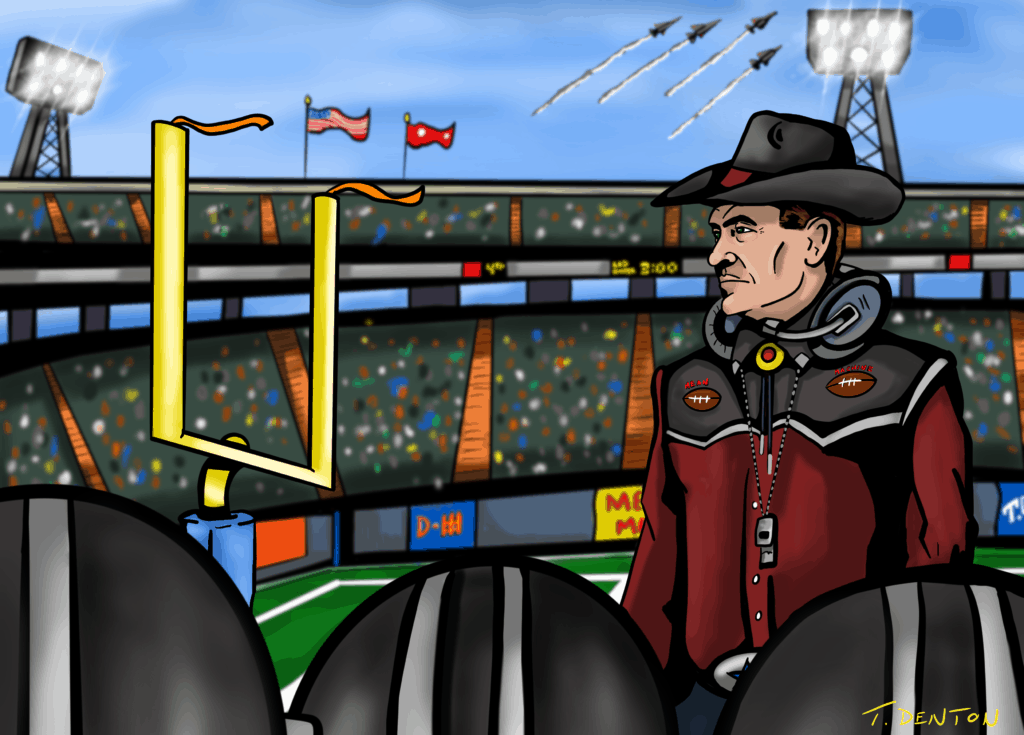 A cartoon of a man in a cowboy hat from The Last Drive-In.