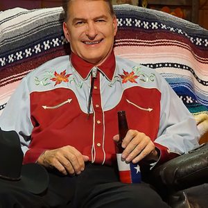 Joe is wearing The Last Drive-In with Joe Bob Briggs 2021.