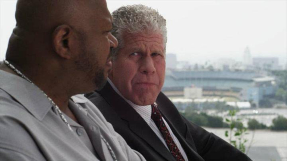 Panther (Charles S. Dutton), left, and Mayor Williams (Ron Perlman), right, discuss how badass Frank is in "Bad Ass." (Photo courtesy IMDb.com)