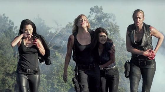 ‘Mercenaries’: Lady convicts forced to free president’s kid from the country of Borat 3 The group staggers away from a trying experience in "Mercenarieis." (Photo courtesy IMDb.com)