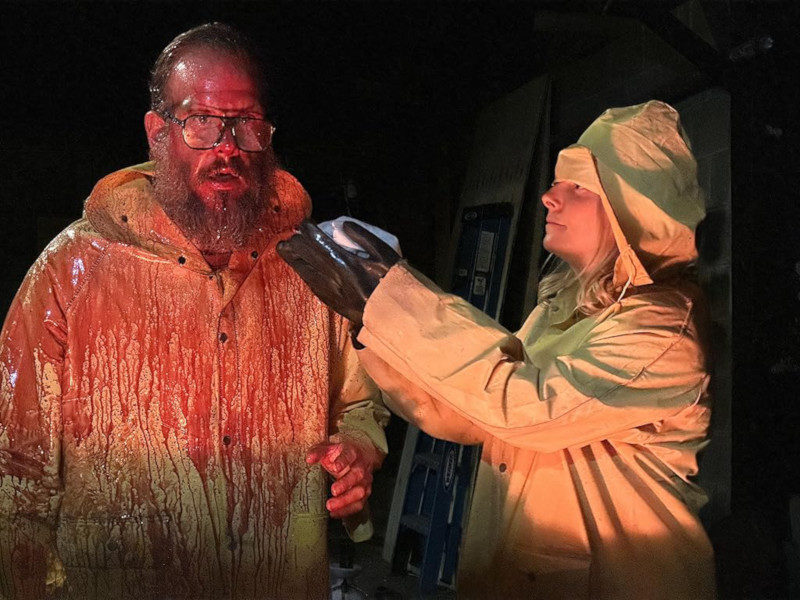 Bobby Sweet (Ricky Glore) and Laddie (Eileen Earnest) deal with the aftermath of grinding up their first person in "Sweet Meats." (Courtesy IMDB.com)